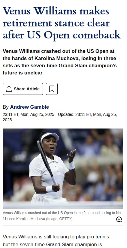 Venus Williams’ US Open Stand: Staying Stateside
