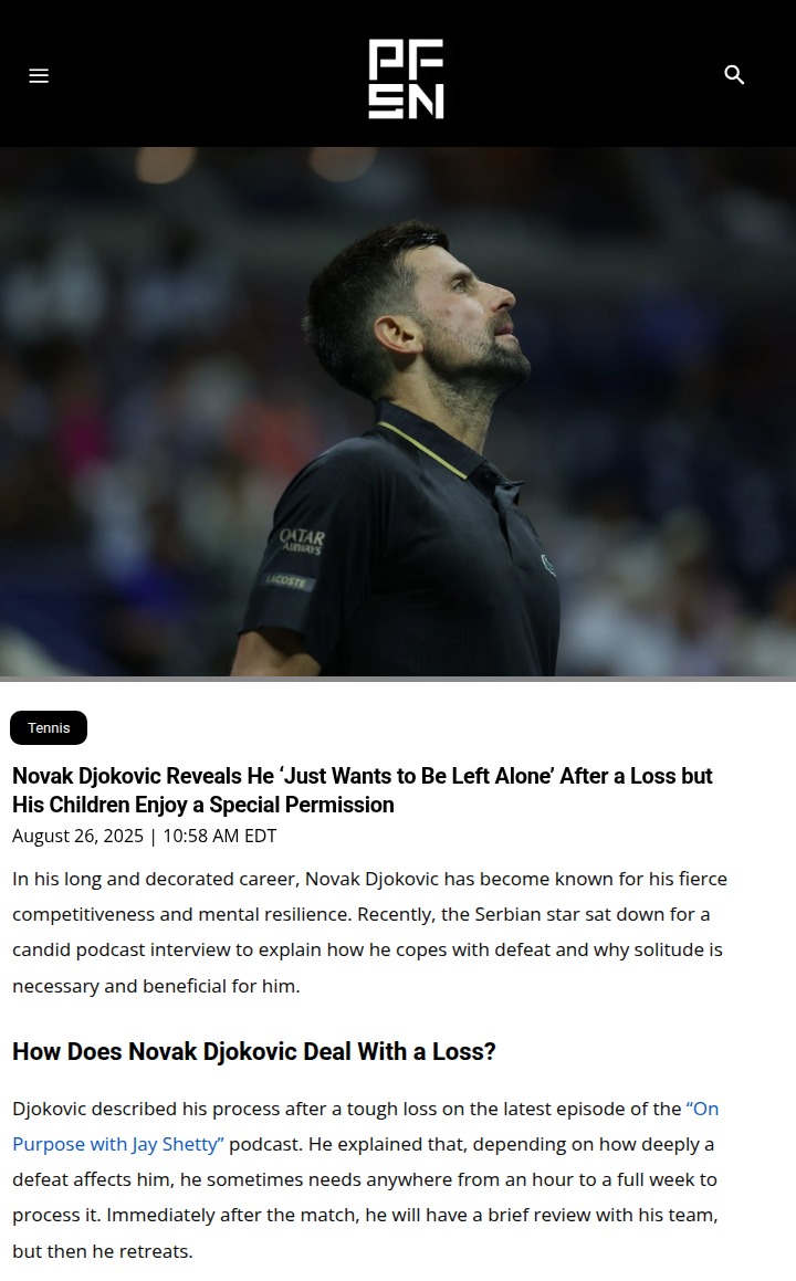 Djokovic’s US Open Ritual: Solitude After Losses