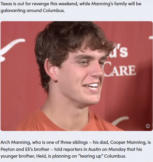 Texas vs Ohio State: Manning family takes over Columbus