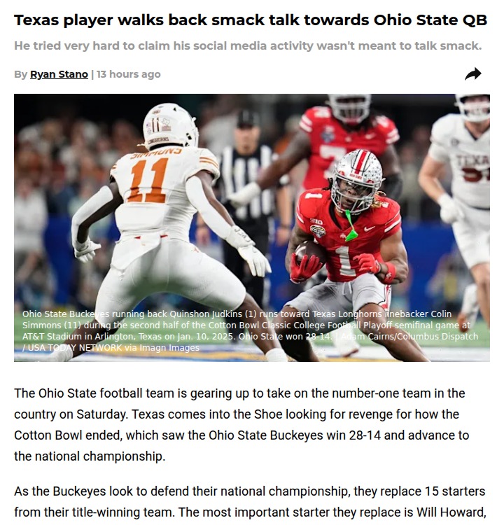 Texas vs Ohio State: Smack talk heats up before showdown