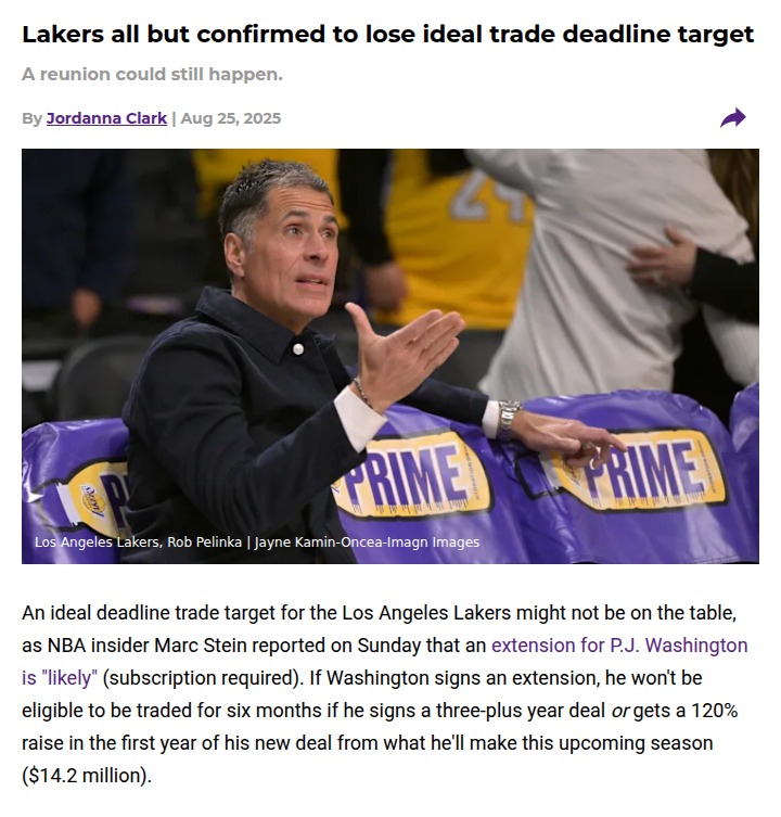 Lakers Miss Out on PJ Washington Reunion?