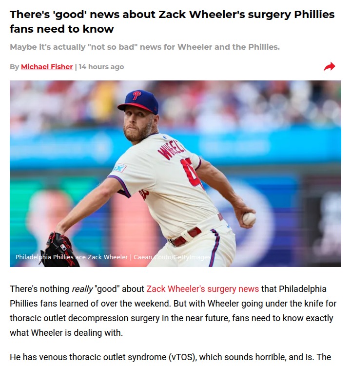 Zack Wheeler’s surgery brings hope for Phillies