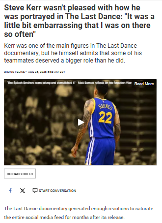 Steve Kerr Embarrassed by 'Last Dance' Edit 😳