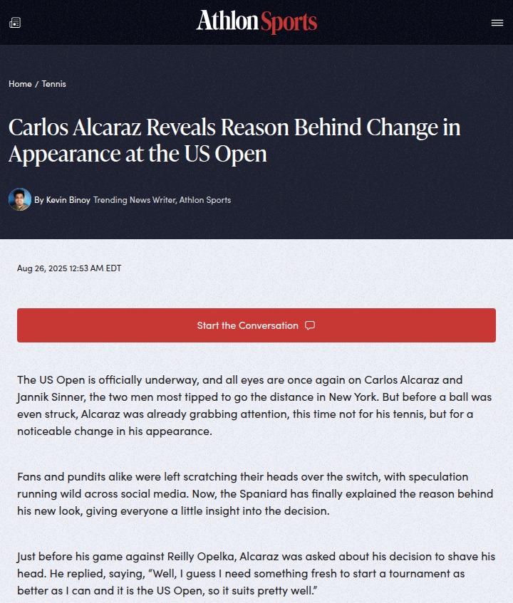Alcaraz’s Fresh Look Turns Heads at US Open