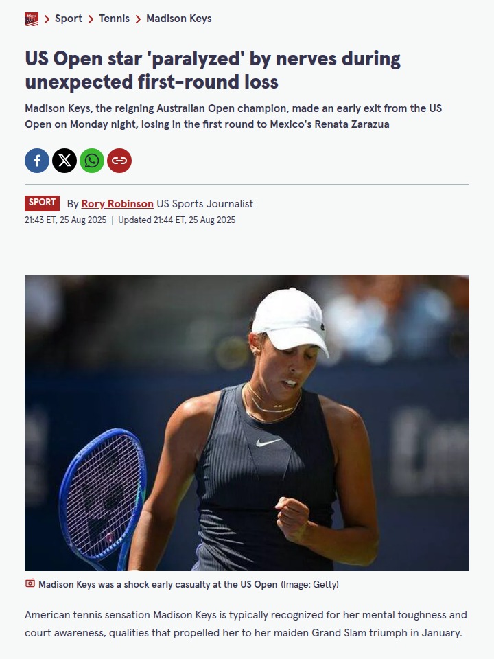 US Open Shocker: Nerves Freeze Madison Keys