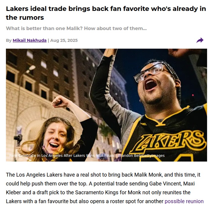Lakers eye Monk reunion for a deeper bench