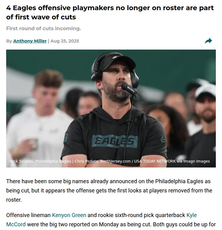 Eagles fans react to first wave of offensive cuts