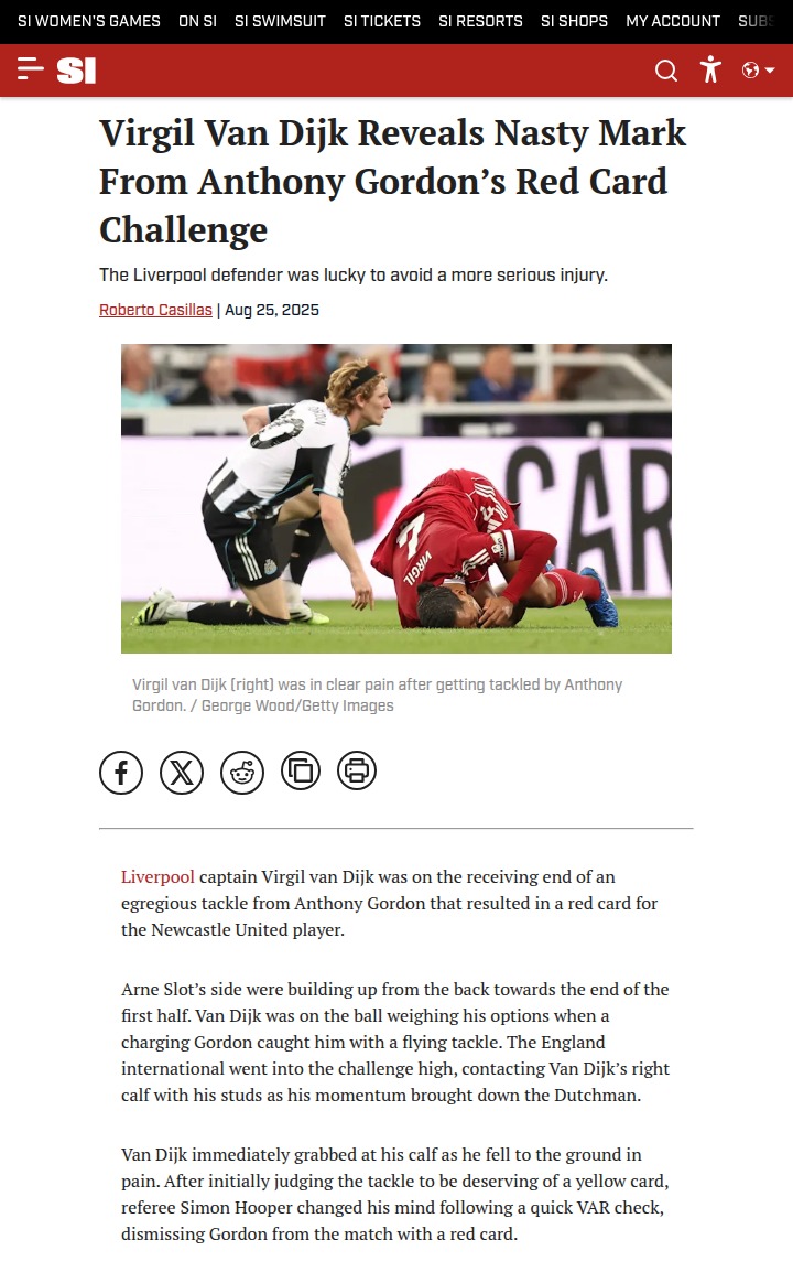 Van Dijk Shows Battle Scars After Newcastle Clash
