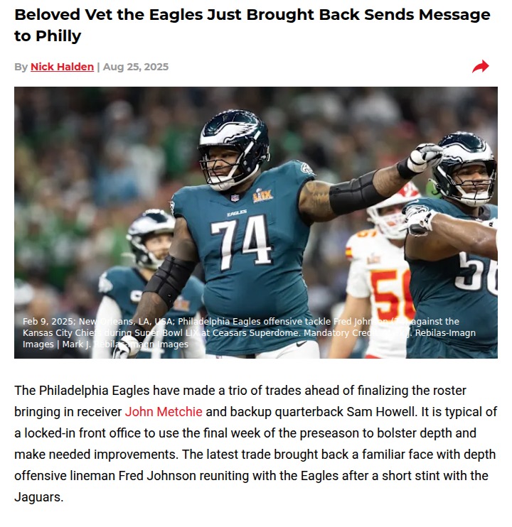 Philly’s O-line just got a familiar boost