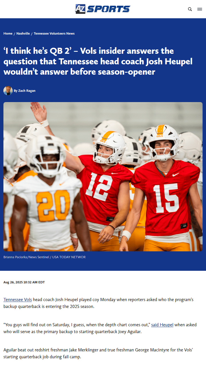 Vols’ backup QB spot still up for grabs