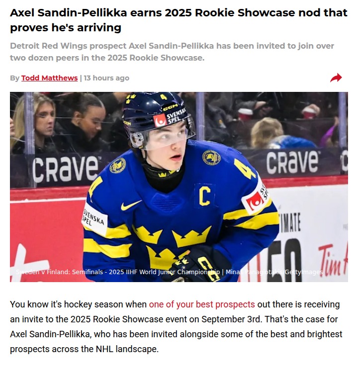 Sandin-Pellikka Joins NHL’s Next Wave at Rookie Showcase
