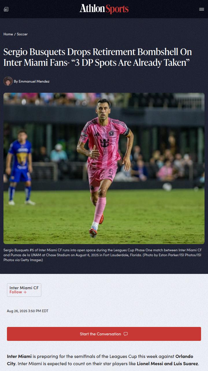 Busquets nears retirement as Inter Miami plans shift