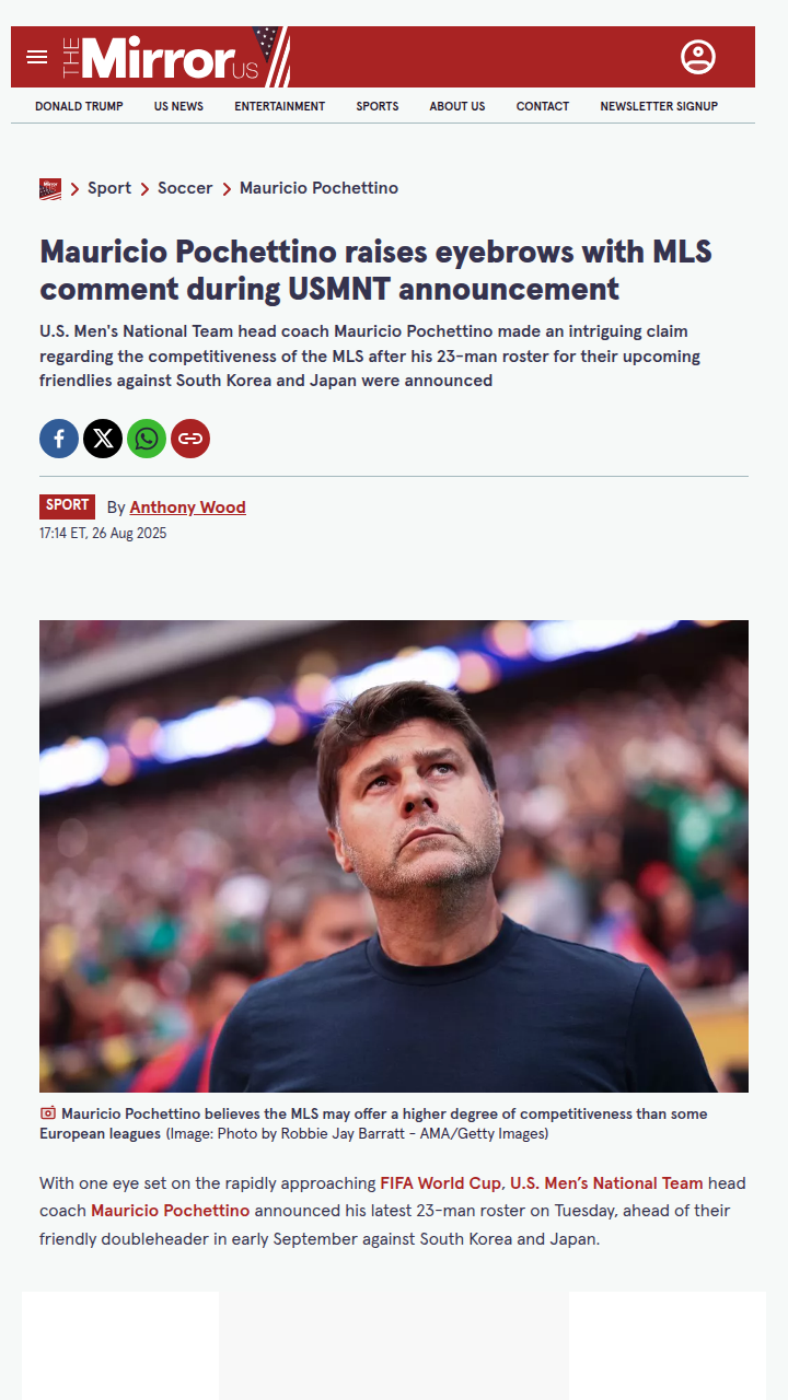 Poch’s MLS Take Sparks USMNT Debate