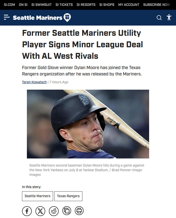 Seattle’s Dylan Moore joins Rangers, shakes up AL West