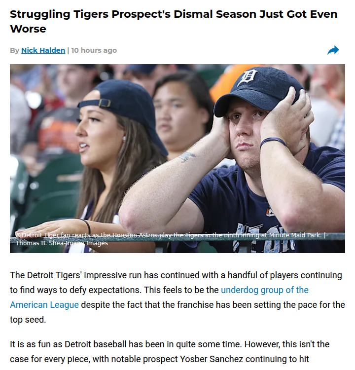 Tigers prospect's rough season hits new low