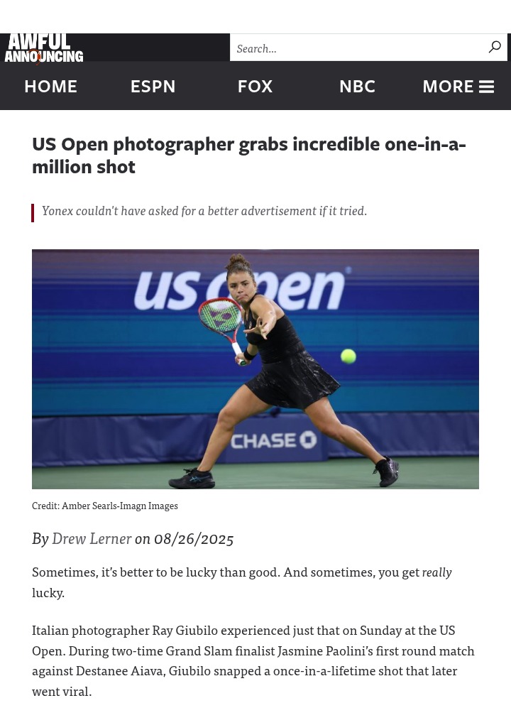 US Open photographer nails a once-in-a-lifetime shot