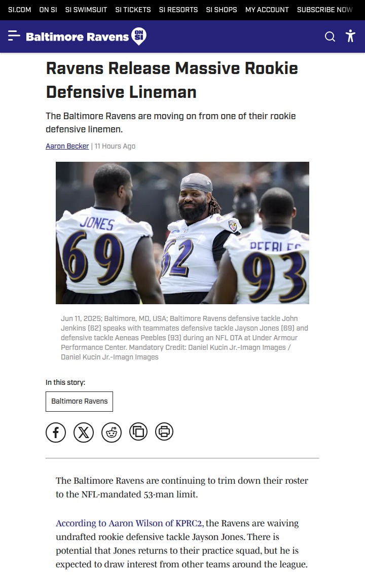 Ravens shake up defensive line with surprise cut