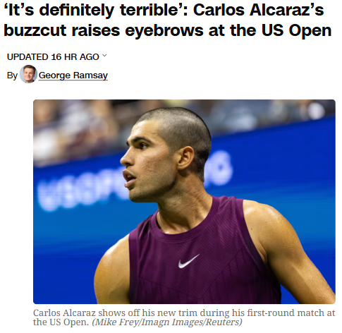 Alcaraz’s Buzzcut Steals US Open Spotlight