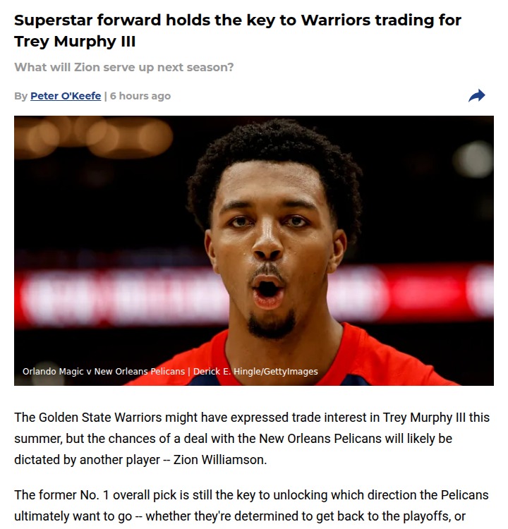 Will Zion Unlock a Warriors-Pelicans Blockbuster?