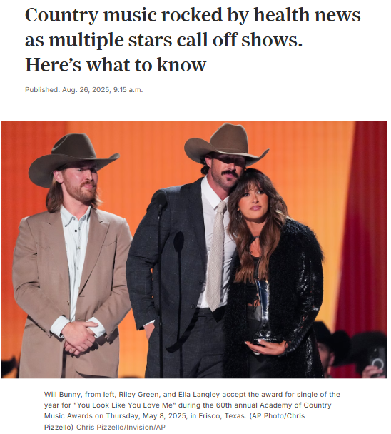 Country music stars cancel shows 😱