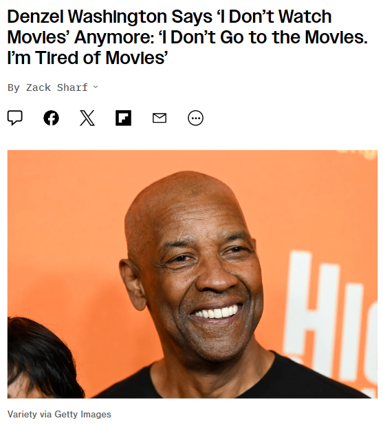 Denzel Quits Watching Movies?! 🎬