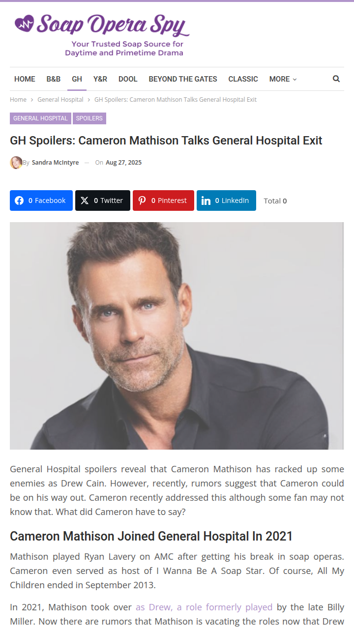 Cameron Mathison's GH Exit Rumors?! 👀