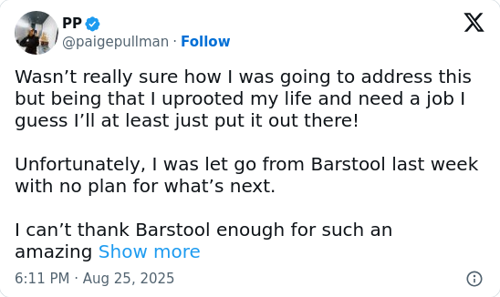Barstool Sports office shakeup: Paige Pullman out