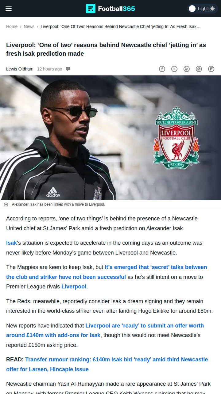 Isak Saga: Will Liverpool Outbid Newcastle?