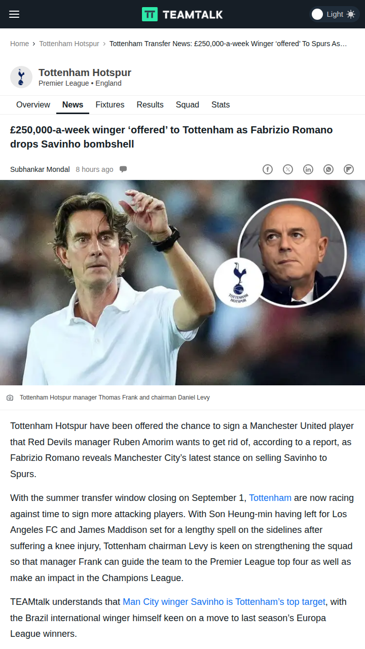 Savinho Saga: Spurs vs City in Transfer Showdown