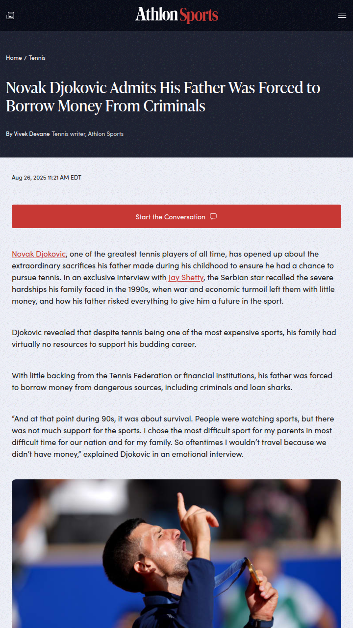 Djokovic Reveals Family’s Risky Sacrifice