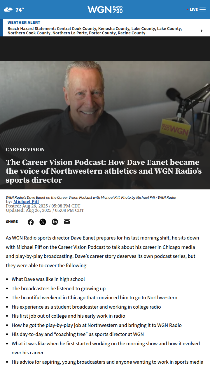 Dave Eanet’s journey: From Chicago kid to WGN sports legend