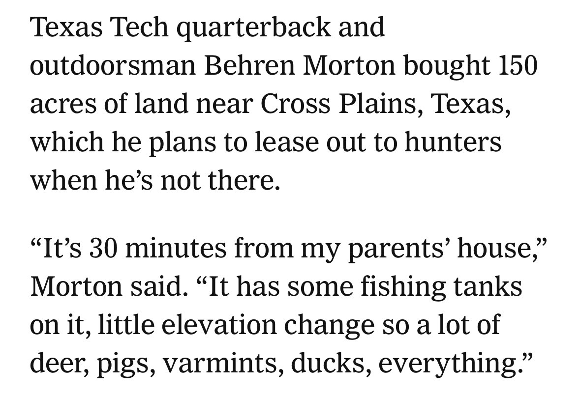 Texas Tech QB turns NIL cash into land investment