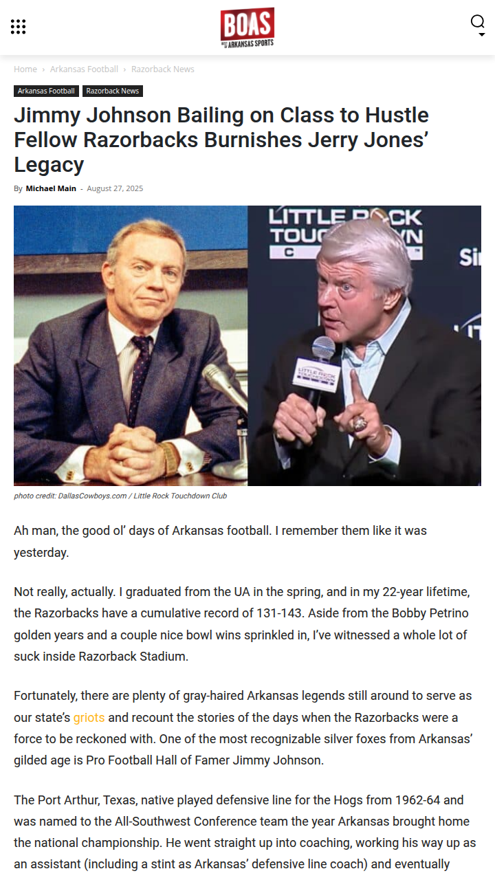 Old-school Razorbacks: Jimmy Johnson’s wild college hustles