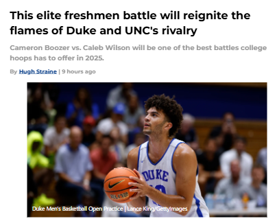 Duke vs UNC: Freshmen rivalry heats up