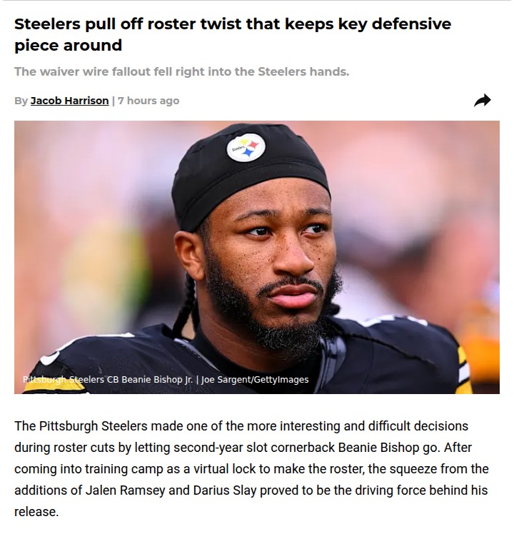 Steelers’ roster shakeup keeps Beanie Bishop in the mix