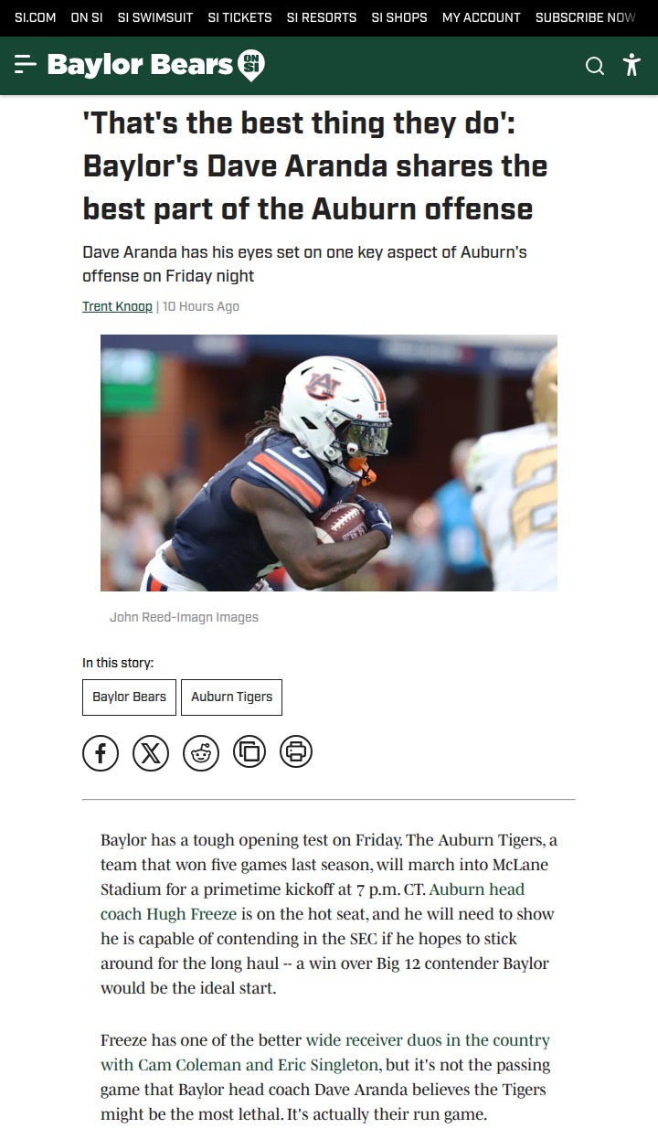 Auburn’s Ground Game: Baylor’s Biggest Test?