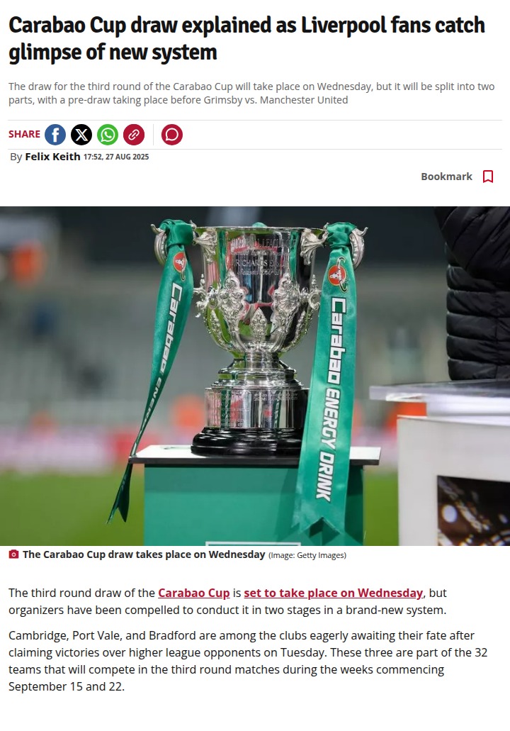 Carabao Cup Draw Shake-Up: Reds’ New Challenge