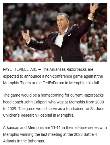 Razorbacks vs Memphis: Big game, bigger cause