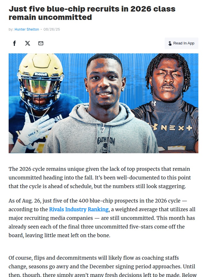 Only 5 Blue-Chip Recruits Left for 2026!