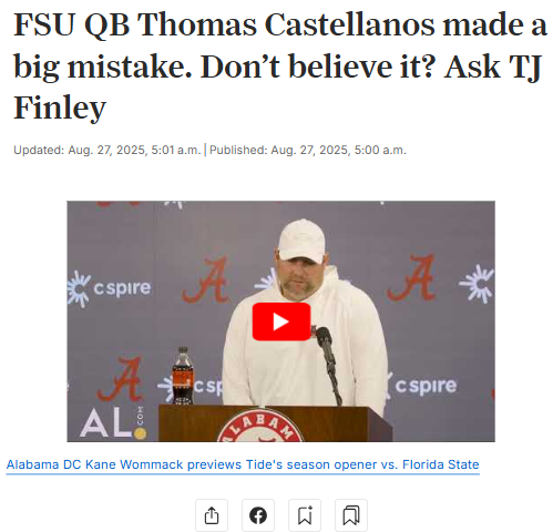 FSU QB’s bold trash talk shakes up Alabama opener