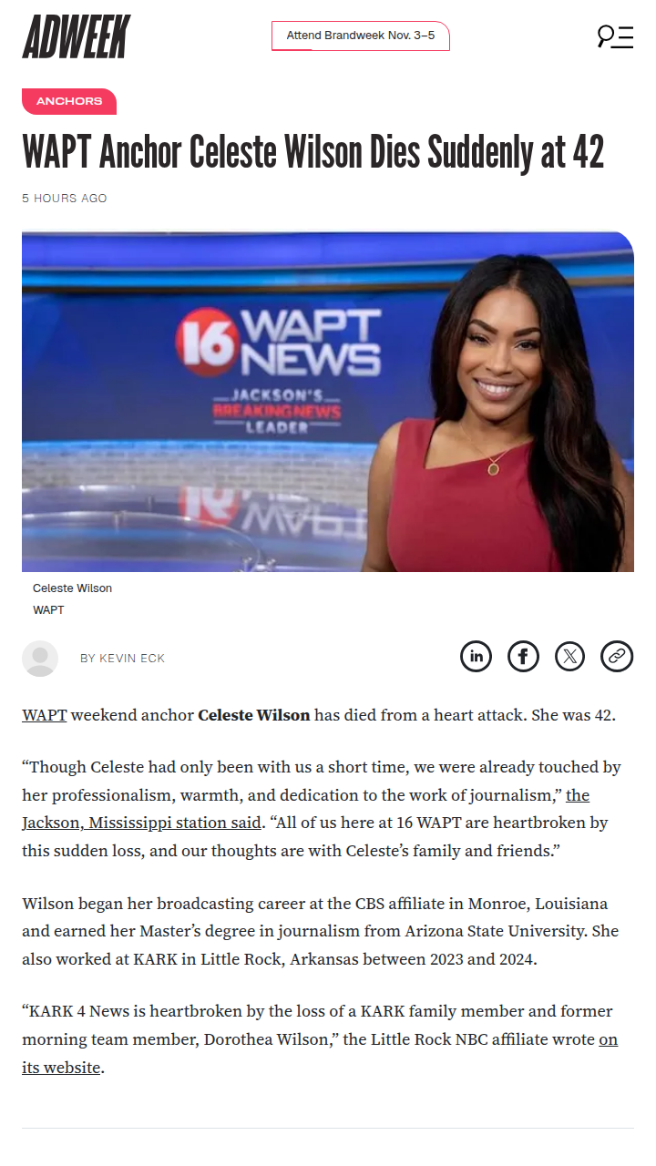 Jackson mourns loss of beloved anchor Celeste Wilson