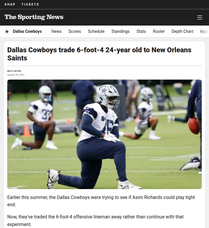Cowboys shake up roster: Asim Richards heads to Saints