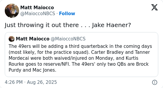 Should the 49ers bring Jake Haener home?