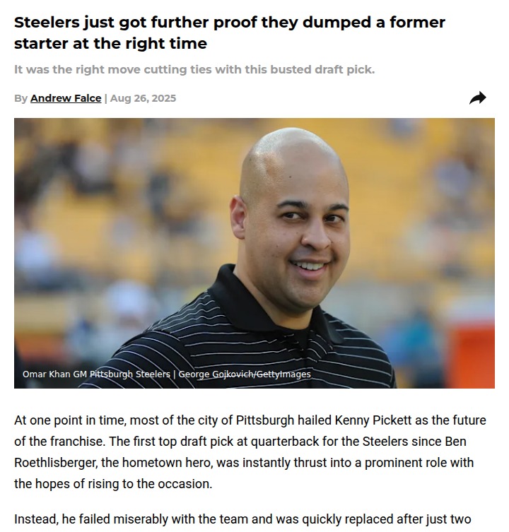 Steelers made the right call on Kenny Pickett
