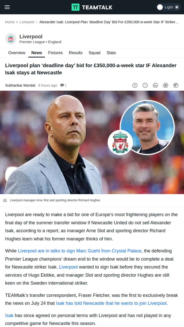 Liverpool’s Deadline Day Gamble: Isak or Rodrygo?