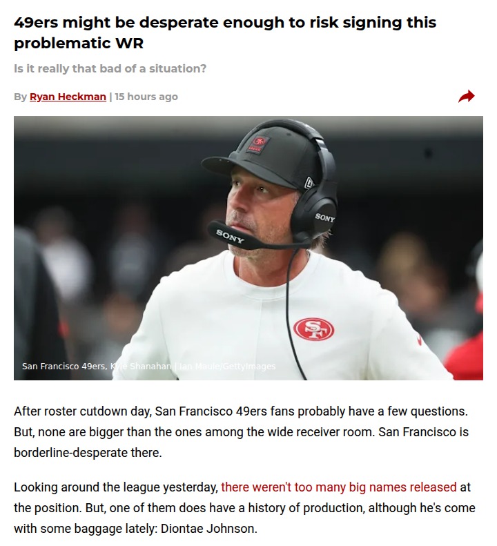 49ers’ WR crisis: Would you risk Diontae Johnson?