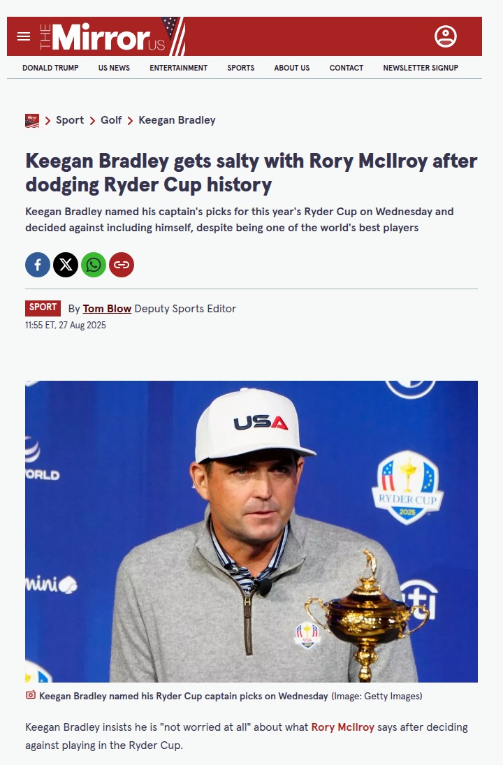 Ryder Cup Picks: Keegan Bradley Fires Back at Rory