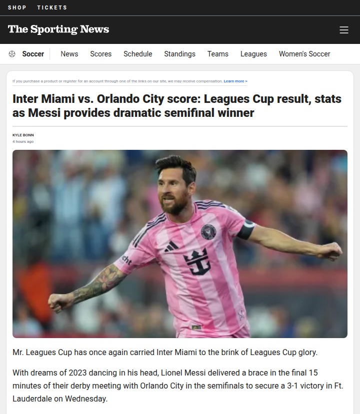 Messi magic sends Inter Miami to Leagues Cup final