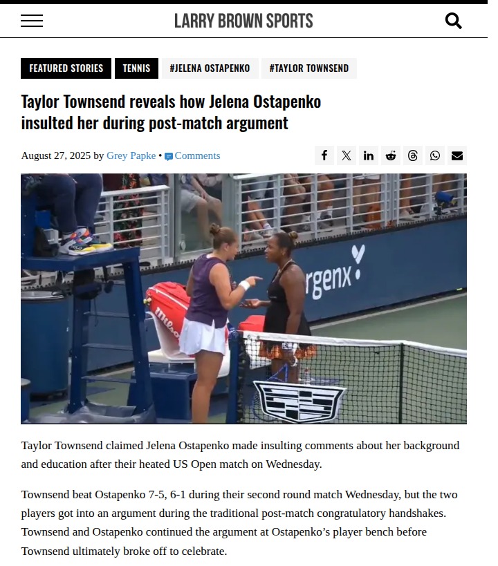 Townsend vs Ostapenko: US Open Drama Escalates