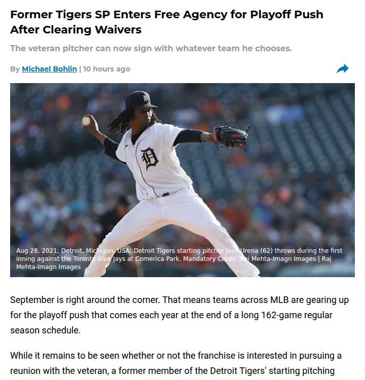 Tigers Fans: Should We Bring Back Ureña?